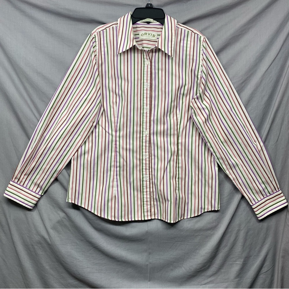 Orvis Button Down Long Sleeve Striped Multicolored Size | 14